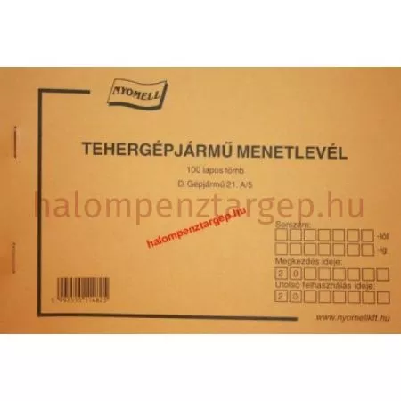 Tehergépjármű menetlevél